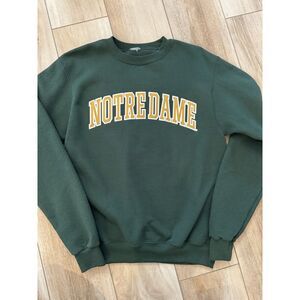 Champion Notre Dame Men's S M Irish Green Gold Crewneck Sweatshirt Raised Logo